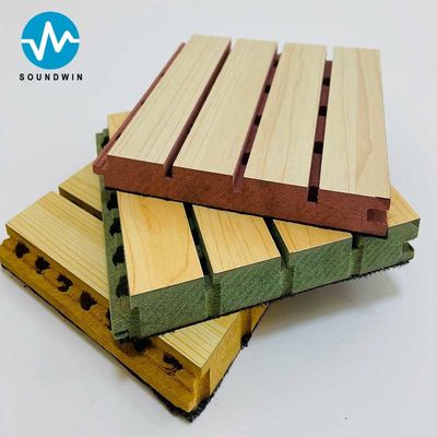 Tabuleiro de madeira à prova de som acústico, surco de parede Mdf painéis de isolamento acústico para sala de banquetes